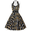 Grace Karin Mulheres por atacado Halter Cotton Print V-neck Vintage Dresses 50s CL6292-3 #